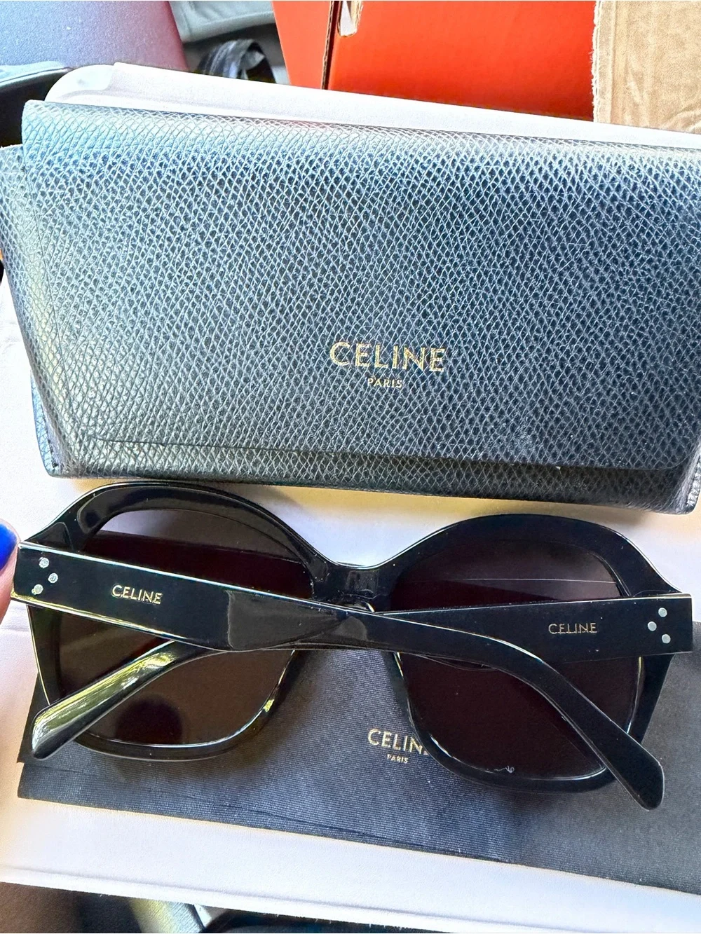 Celine Oversized Black Sunglasses with Dark Gray Lenses